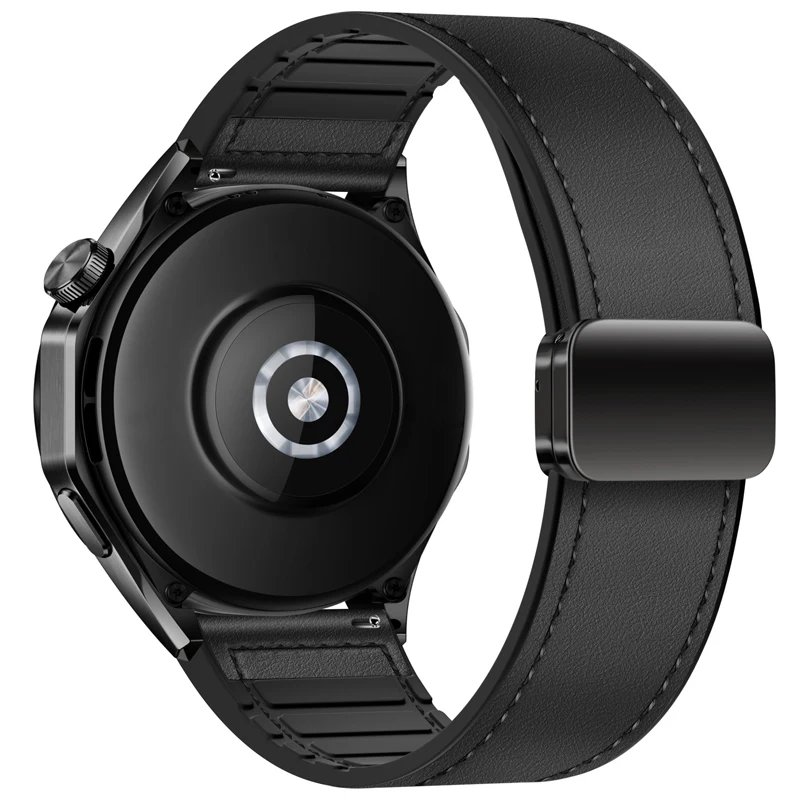 Leather and Silicone Comfort Strap - 22/20mm Adjustable Bracelet Band Accessory