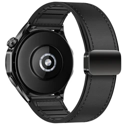 Leather and Silicone Comfort Strap - 22/20mm Adjustable Bracelet Band Accessory - OnePlus Watch 3 (Black 1)