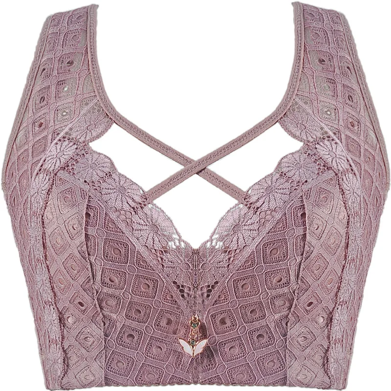 Lace Wireless Bra Hollow Out Vest Bras C D E Cup Brassiere Femme Sexy Bra Lingerie Plus Size Women Solid Bras for Women Bralette