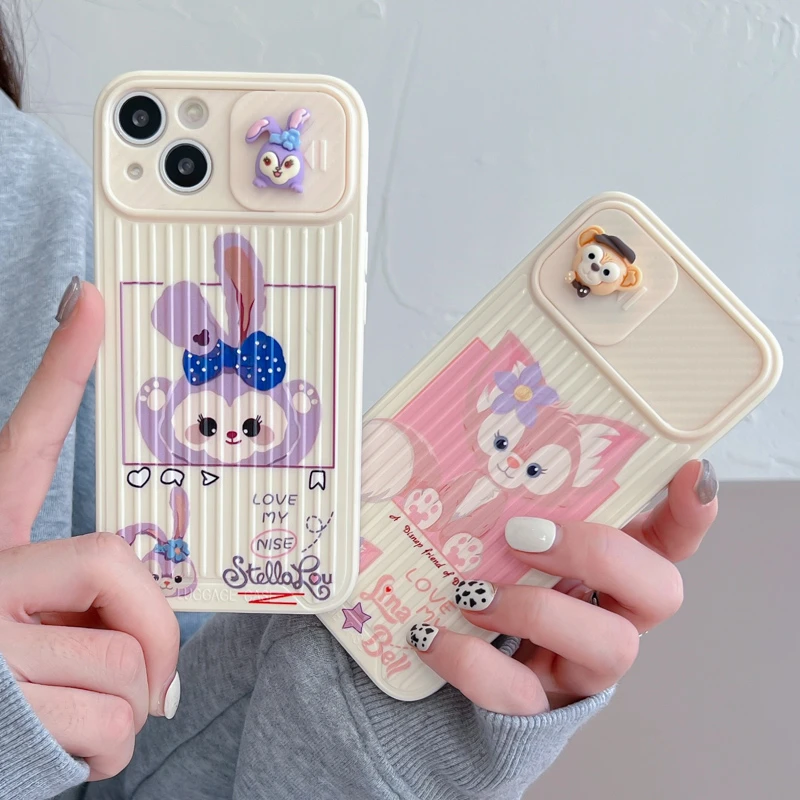 iphone 13 mini flip case Disney 3D Duffy Bear Stellalou Cute Phone Case For iPhone 13 12 11 Pro Max X XR XS Max 7 8 Plus SE Shockproof Soft Leather Cover iphone 13 mini case clear