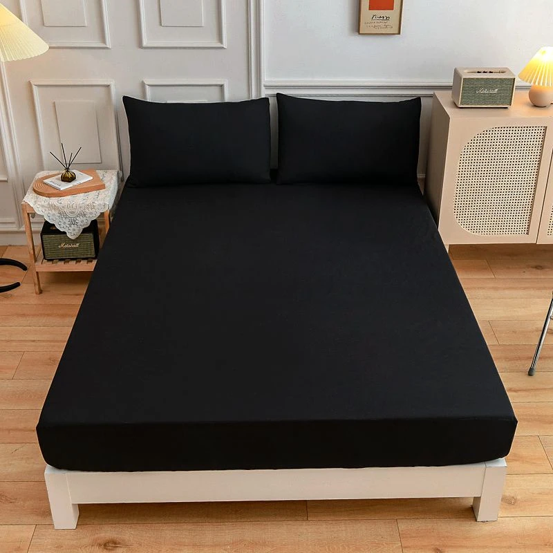 King Size Fitted Black Sheets Black Fitted Sheet Queen Size Black Bed Cover Full Aliexpress