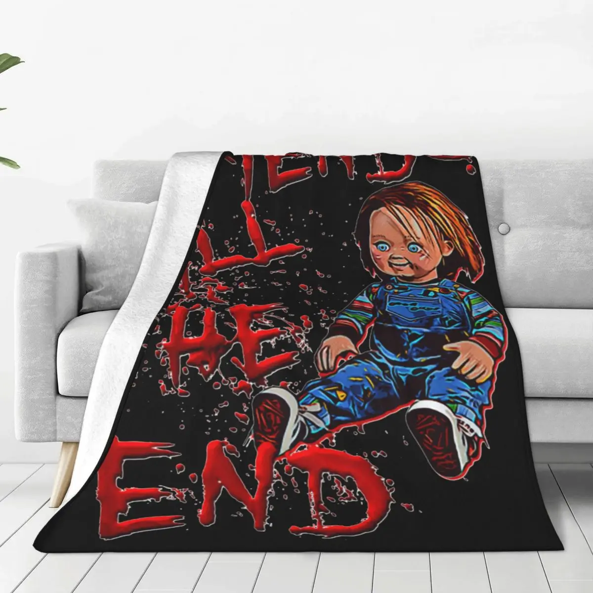 

Friends Till The End Fleece Blankets 80s Scary Horror Good Guy Chucky Throw Blankets for Sofa Bedding Lounge 200x150cm Bedspread