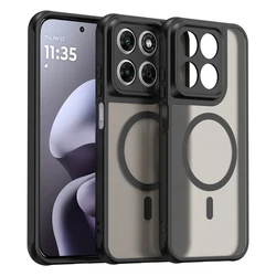 Enhanced Magnetic Translucent Frosted Matte Waterproof Protective Phone Cover - Motorola Moto G87 (Black)