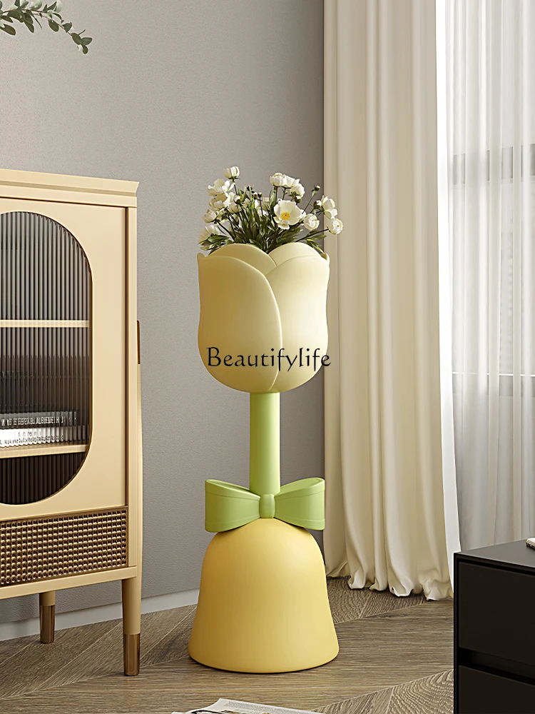

Tulip Cream Style Storage Floor Vase Flower Arrangement Home Decoration Bedroom Decorative Flower Pot