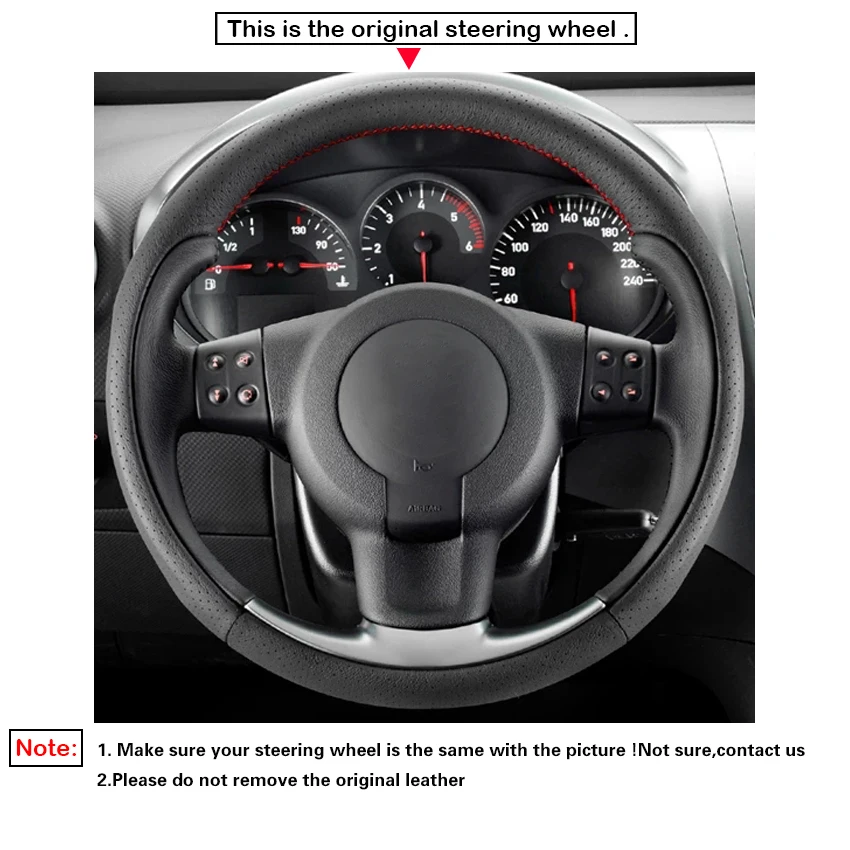 Black Faux Suede Comfortable No-slip Soft Steering Wheel Cover for Seat Leon (Mk2 1P) FR Cupra 2005-2009 Ibiza (6L) FR 2005-2009