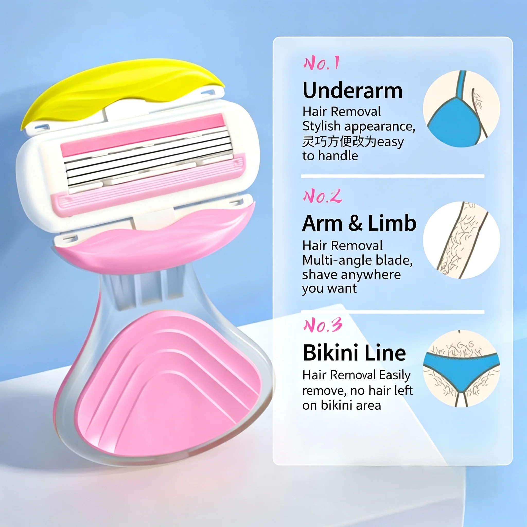 두껍고 넓어진 알로에 베라 비누 블레이드 여성용 바디 제모 면도기 전신 사용에 적합