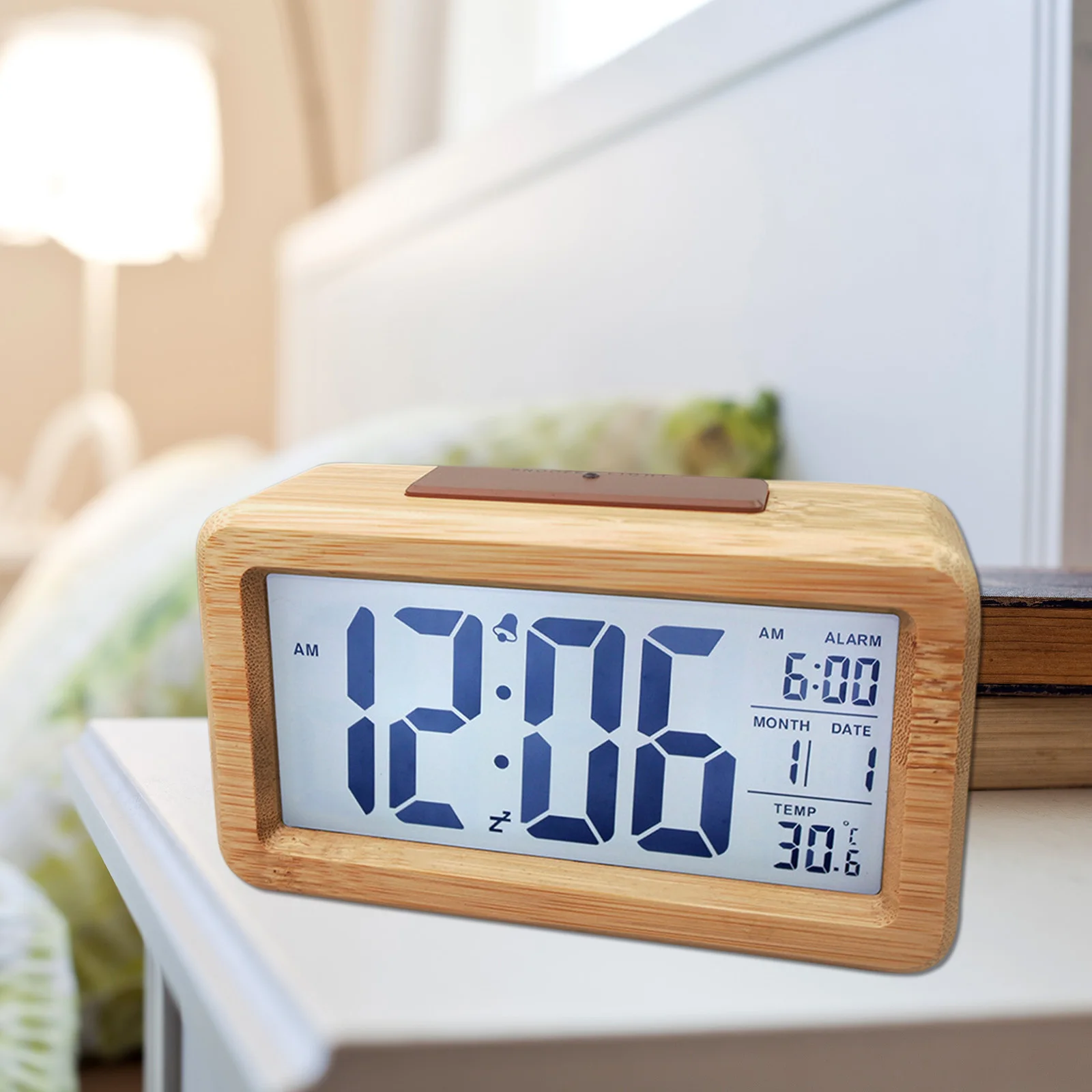 Wooden Alarm Clock Sensor Digital Backlight Time Display Electronic Clocks for Household Bedroom Ornaments 6