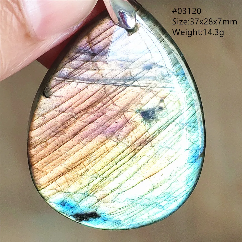 Natural Blue Light Labradorite Pendant Water Drop Women Men Colorful Labradorite Necklace Jewelry Rare