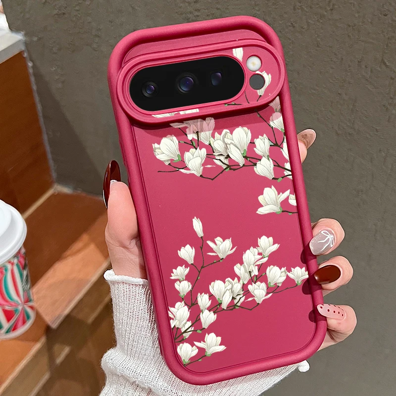 Floral Design Silicone Phone Case - Shockproof Soft TPU Protector Cover