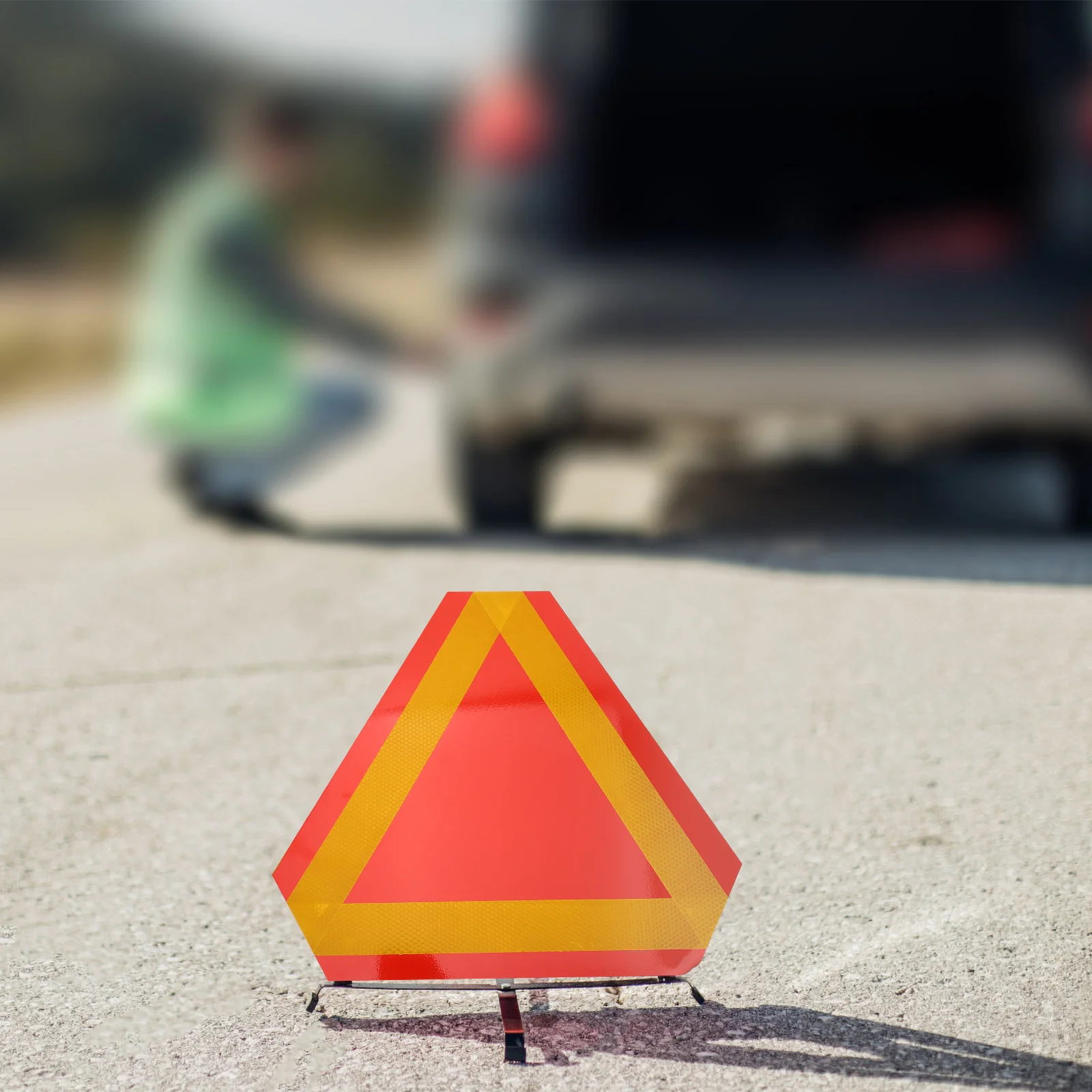 2Pcs Triangle Reflectors Slow Moving Vehicle Triangle Warning Sign Traffic Signal Roadway Safety Aluminum Signs Car Reflector