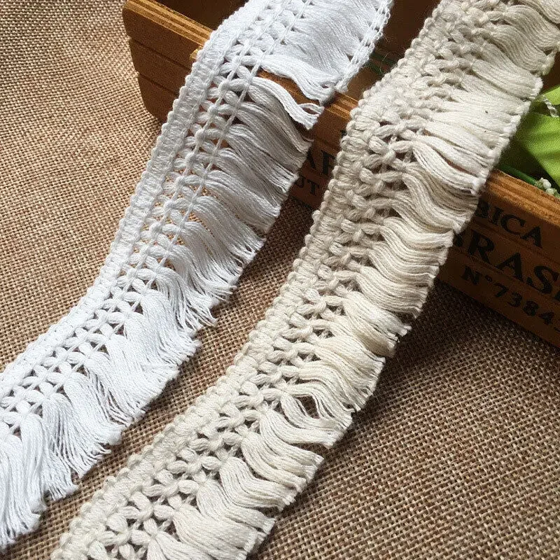 1PC 5 Yards Cotton Tassel Fringe Lace Trim Garment Curtain Sewing Crafts DIY Decor Material Lace Fabric salouva Lace Fabric Lace Sewing Accessories Lace Sewing Supplies Lace Accessories Lace Garment Accessories Lace Decoration Clothing Craft Accessories Tassel Trim Lace