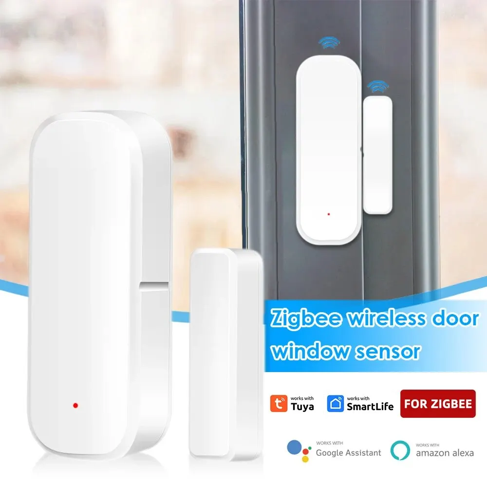 Tuya ZigBee-Sensor de Porta e Janela, Detectores Abertos e Fechados, APP de Proteção de Segurança, Controle Remoto Via Alexa e Google Home