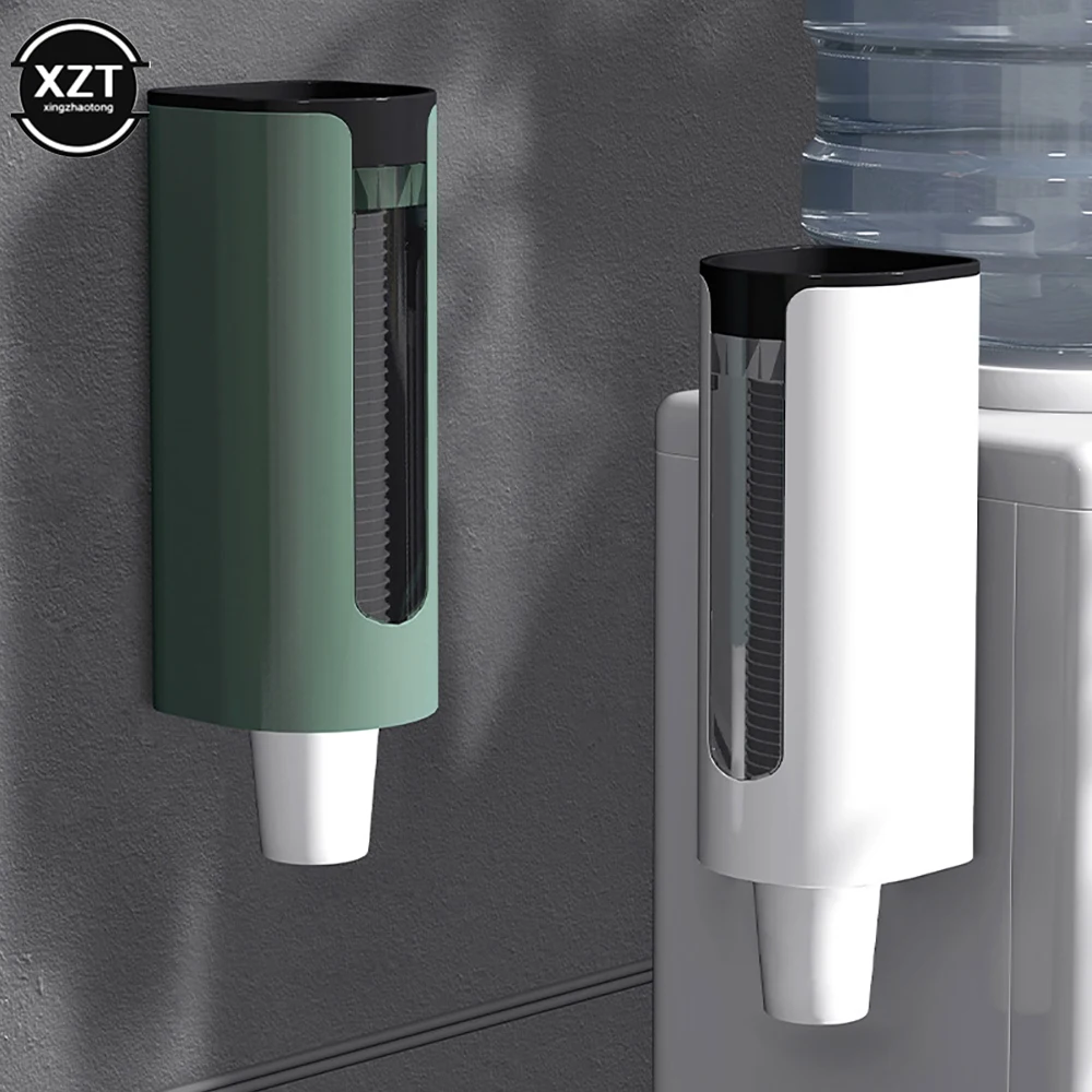 Description Picture 6 of item1 Disposable Paper Cups Dispenser Plastic Cup Holder For Water Dispenser Wall Mounted Automatic Cup Storage Rack Cups Container