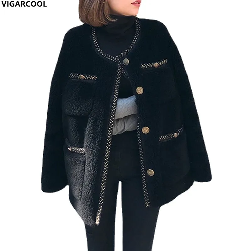 

Small fragrant wind lamb plush jacket 2022 Winter New Trendy brand wild Korean version Loose and thin plus velvet thick Jacket