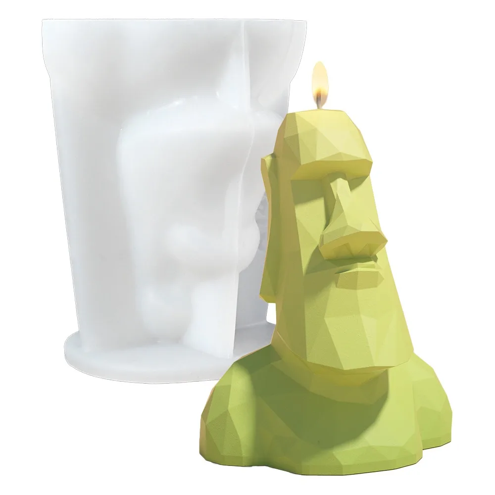 10.3*8.5*6.6cm Moai Guardian Silicone Mold Giant Stone Statue Candle Mold DIY Art Home Decoration Gypsum