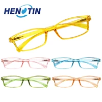 Henotin Simple Style Rectangle Frame Prescription Reading Glasses Spring Hinge Men  Women HD Eyeglasses +1.0+2.0+3.0+4.0+5 1