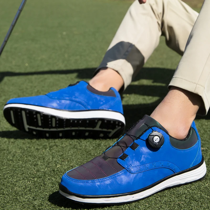 Hot Sale Professional Golf Shoes Men Outdoor Anti-Skid Quick Lacing Golf Spikes Sneakers Breathable Waterproof Luxury Shoes