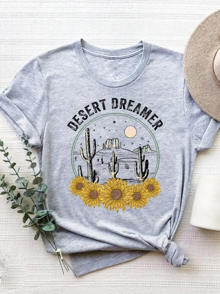 Short Sleeve Graphic T-shirt Women Summer Clothes Clothing Flower Sweet 90s Style Print T Shirt Fashion O-neck Tee Top