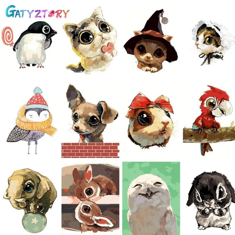 

GATYZTORY DIY Pictures By Number Animals Painting By Numbers Dog On Canvas Hand Painted Children's Room Decor 50x65cm