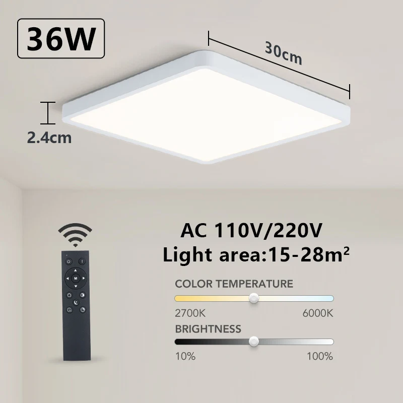 recessed ceiling spotlights MARPOU Tuya Smart LED Ceiling lamp Wood Grain App Voice Control Alexa/Google Remote Control Square Ceiling Lights Living room bathroom downlights LED Downlights