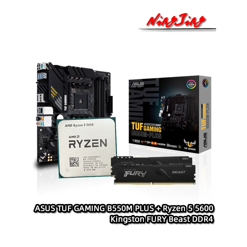 Материнская плата AMD Ryzen 5 R5 5600 + ASUS TUF GAMING B550M PLUS Kingston FURY Beast DDR4 32 Гб (16 * 2) 3200 МГц RAMs AM4 |