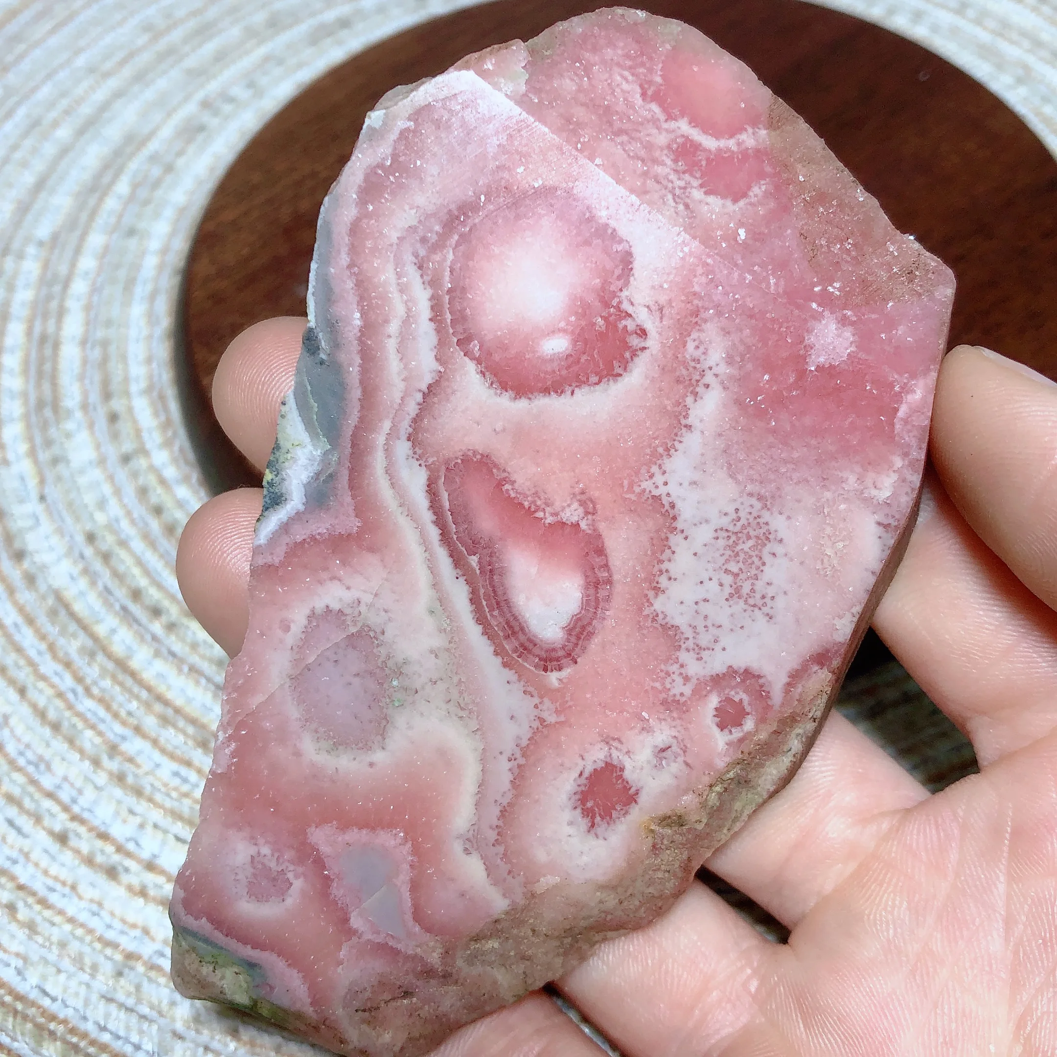 Natural Crystal Rhodochrosite Slices Slab Ore Argentina Mineral Gemstones Ornament Home Decoration Gift 6