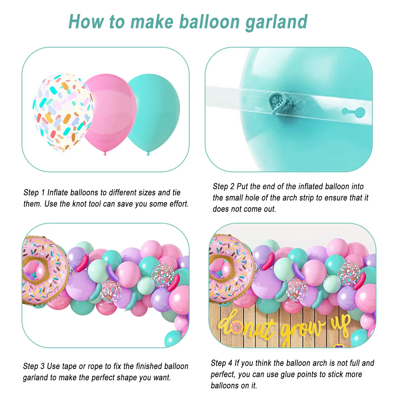 látex balões garland arco conjunto donut banner