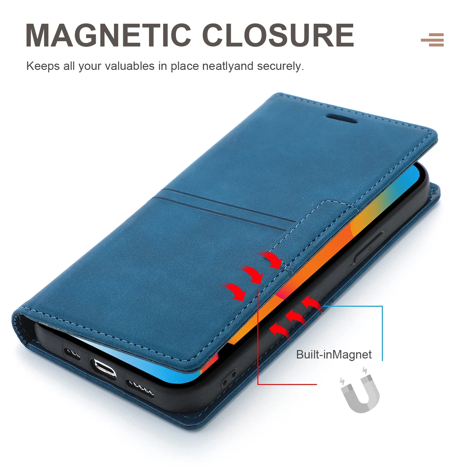 Elegant Leather Flip Wallet Case with Magnetic Card Holder