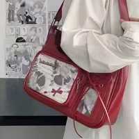 1Pc Black Y2k Harajuku Shoulder Bags Kawaii Japanese Fashion Transparent ItaBag JK Uniform Bag Korean Style School Crossbody Bag 1