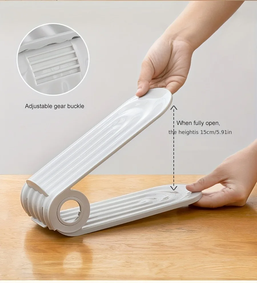 Three-Dimensional Shoe Rack Storage of Double Plastic Shoe Brackets Adjustable Support Rack Shoe Slots Organizer 2PCS Pack shoe rack shoe organizer