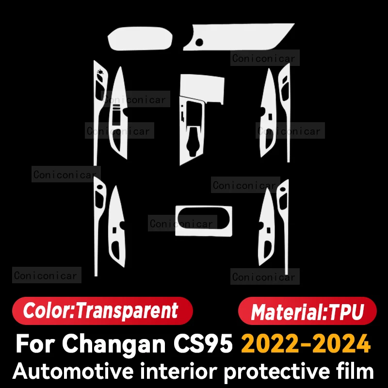CHANGAN CS95 2022-2024 자동차 인테리어 센터 콘솔 계기 대시 보드 보호 TPU 필름, 스크래치 방지 액세서리