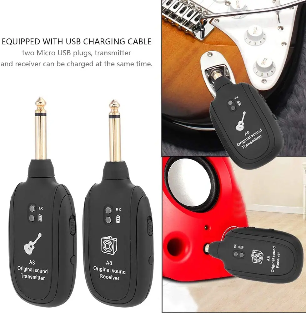 Wireless Guitar Transmitter Receiver Built in 4 Channels For Electric Guitar Bass Violin