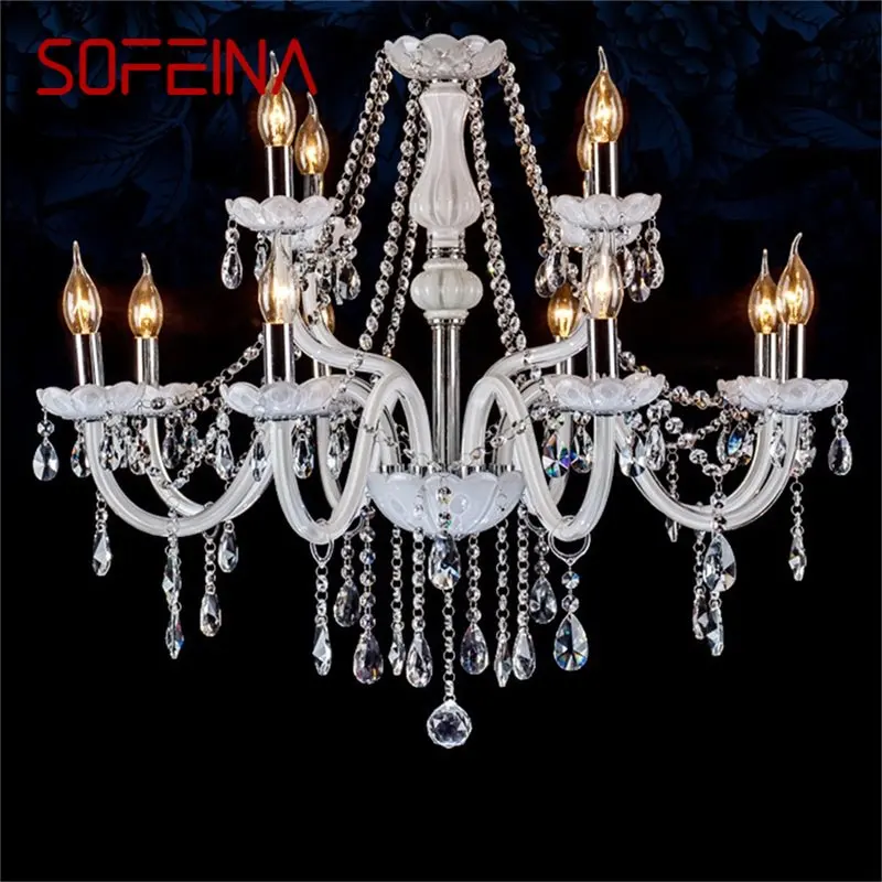 

SOFEINA European Style Chandelier LED White Pendant Lamps Crystal Candle Luxury Lights Modern Fixtures for Home Hotel Hall