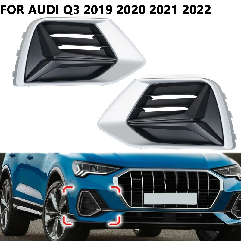 

Car Front Bumper Fog Lamp Grille Trim Cover Frame Accessories For For Audi Q3 2019 2020 2021 2022 Fog Light Lid Bezel Hood