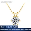 Genuine Classic 6-Claw Necklace Real 14K Gold 1ct 2ct 3ct Moissanite Diamond Pendant for Woman Lovers' Wedding Bridal Jewelry 1