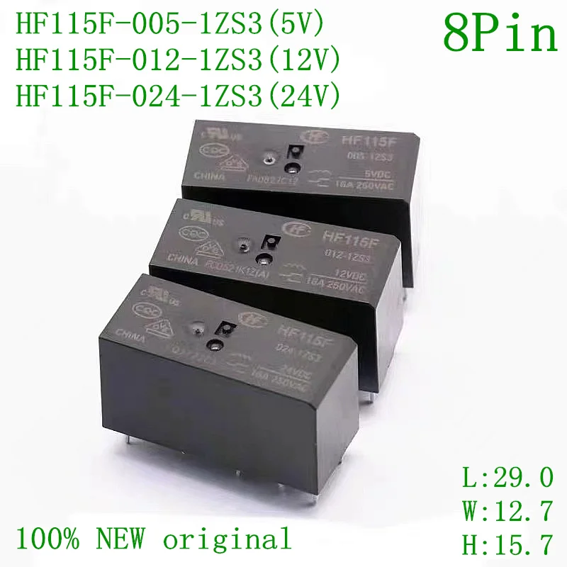 

Реле HF115F 005-1ZS3 HF115F 012-1ZS3 HF115F 024-1ZS3 16A 250VAC 8pin 5В 12В 24VDC JQC115F HF115F-005 012 024-1ZS3 Реле 20 шт.