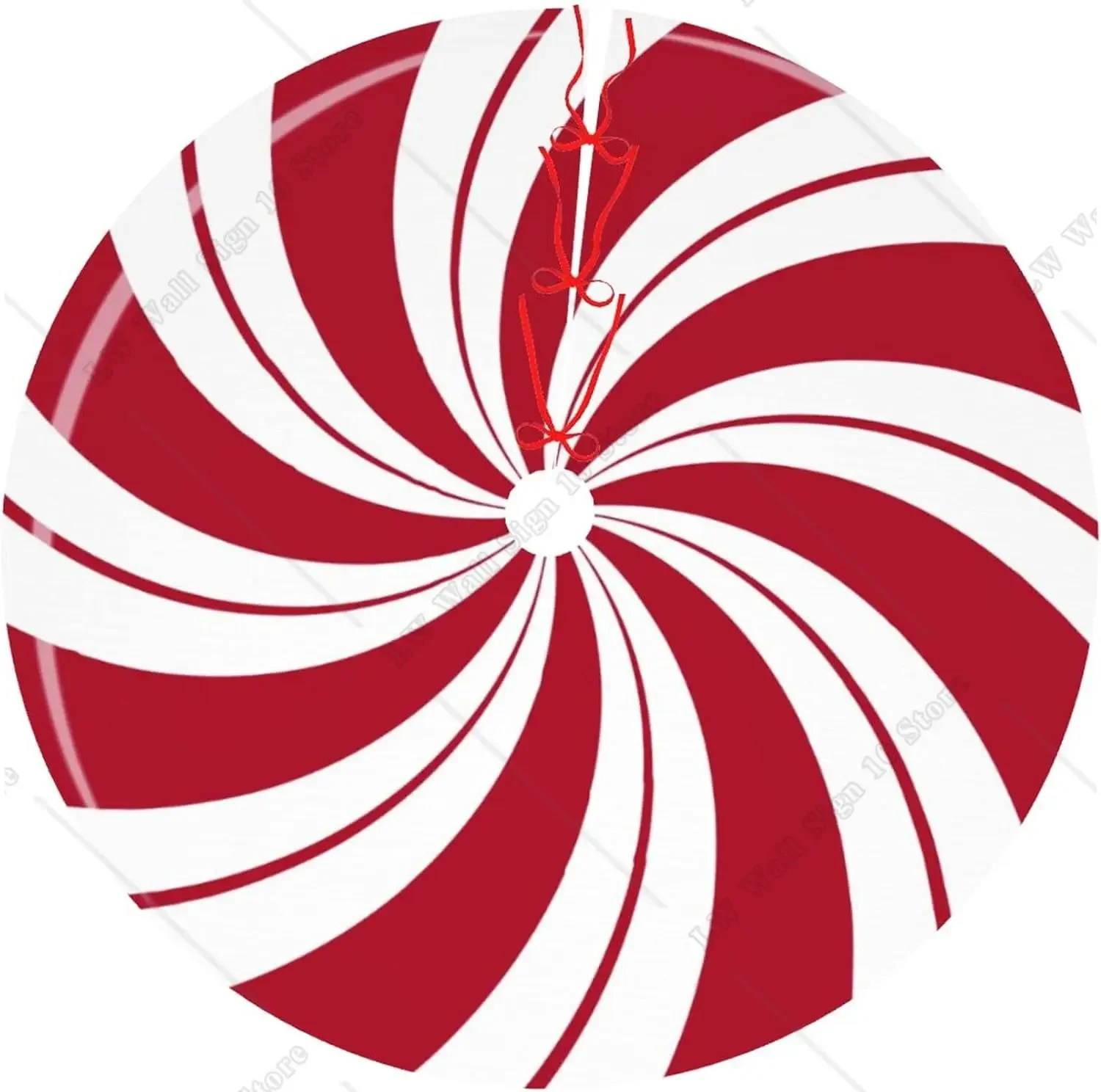 Christmas Tree Skirt with Red and White Peppermint Candy Pattern Tree Mat Rustic Decorations for Xmas Holiday Party Ornament