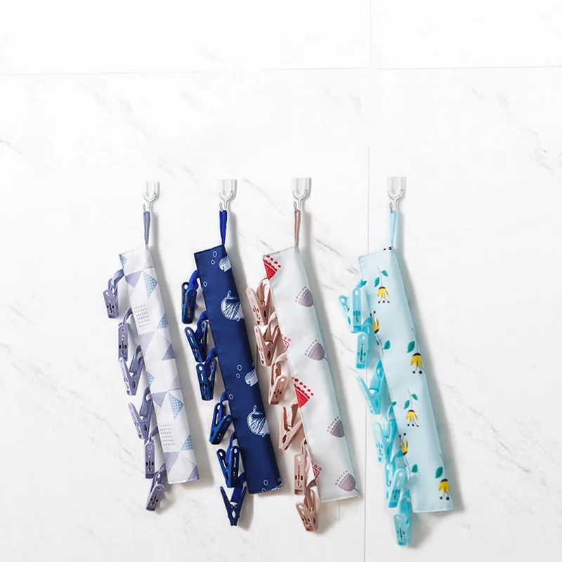Travel fabric hanger Folding multifunctional go out portable clothespin underwear clip Velcro home hanger 4