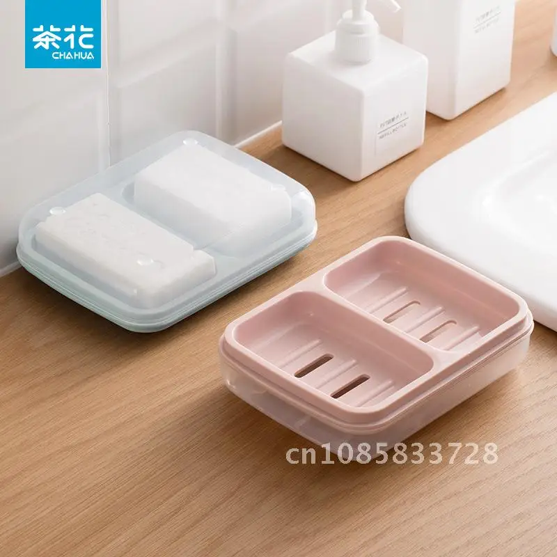 

Double Layer Soap Box Large Household CHAHUA With Lid Portable Drain Box New Double Grid Soap Storage Rack