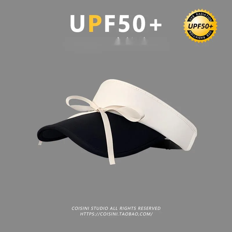 New Sweet Bow Tie with Ice Silk Sunscreen Open Top Hat for Women Summer Sunshade Macaron Color Versatile Big Eaves_voghion.com