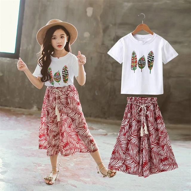 2023 New Boutique Kids Clothes Sets 2pcs Print Tops+Flare Leggings