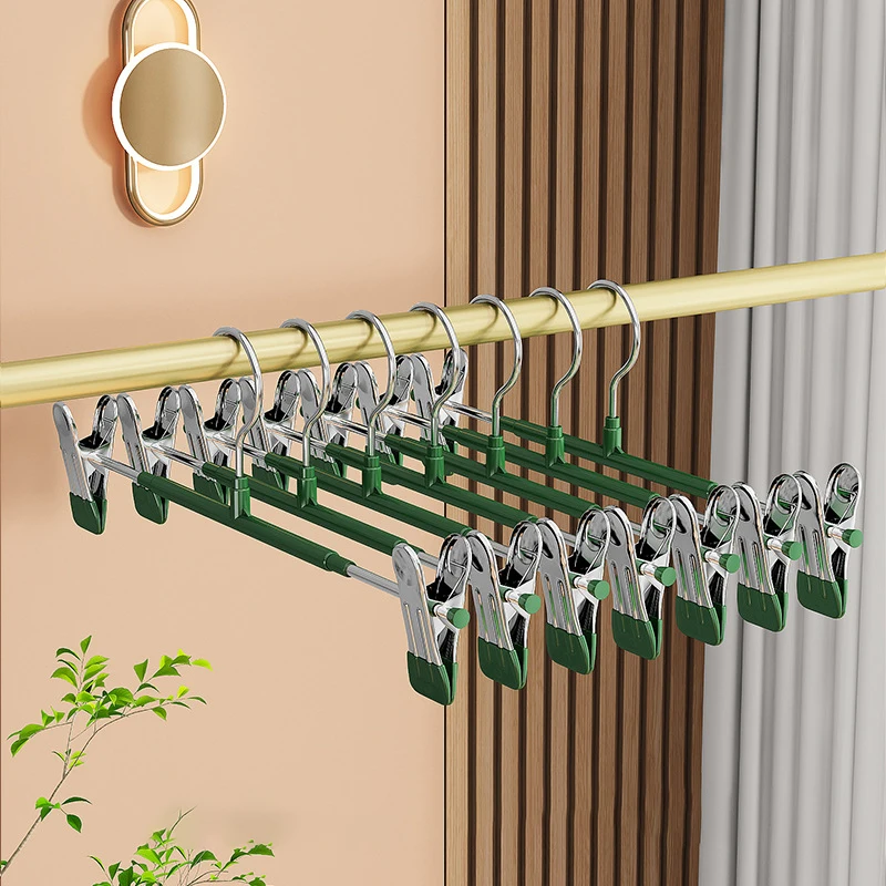 Windproof Metal Hanger For Clothes Home Pants Coat Non-slip Drying Hangers With Adjustable Clips Closets Storage Organizer 5