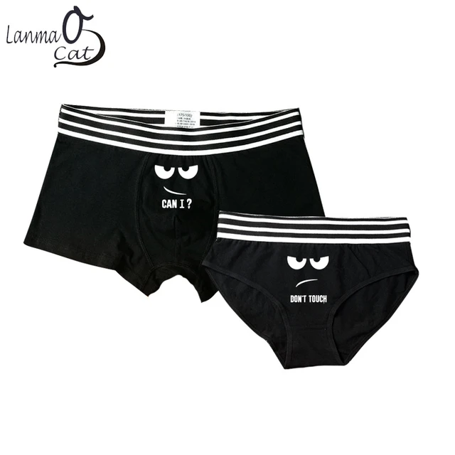 Sports Style Cotton Couple Underwear Boys Boxers and Girls Briefs Hot Sexy  Black White Gray Matching Underoants Set Lingerie - AliExpress
