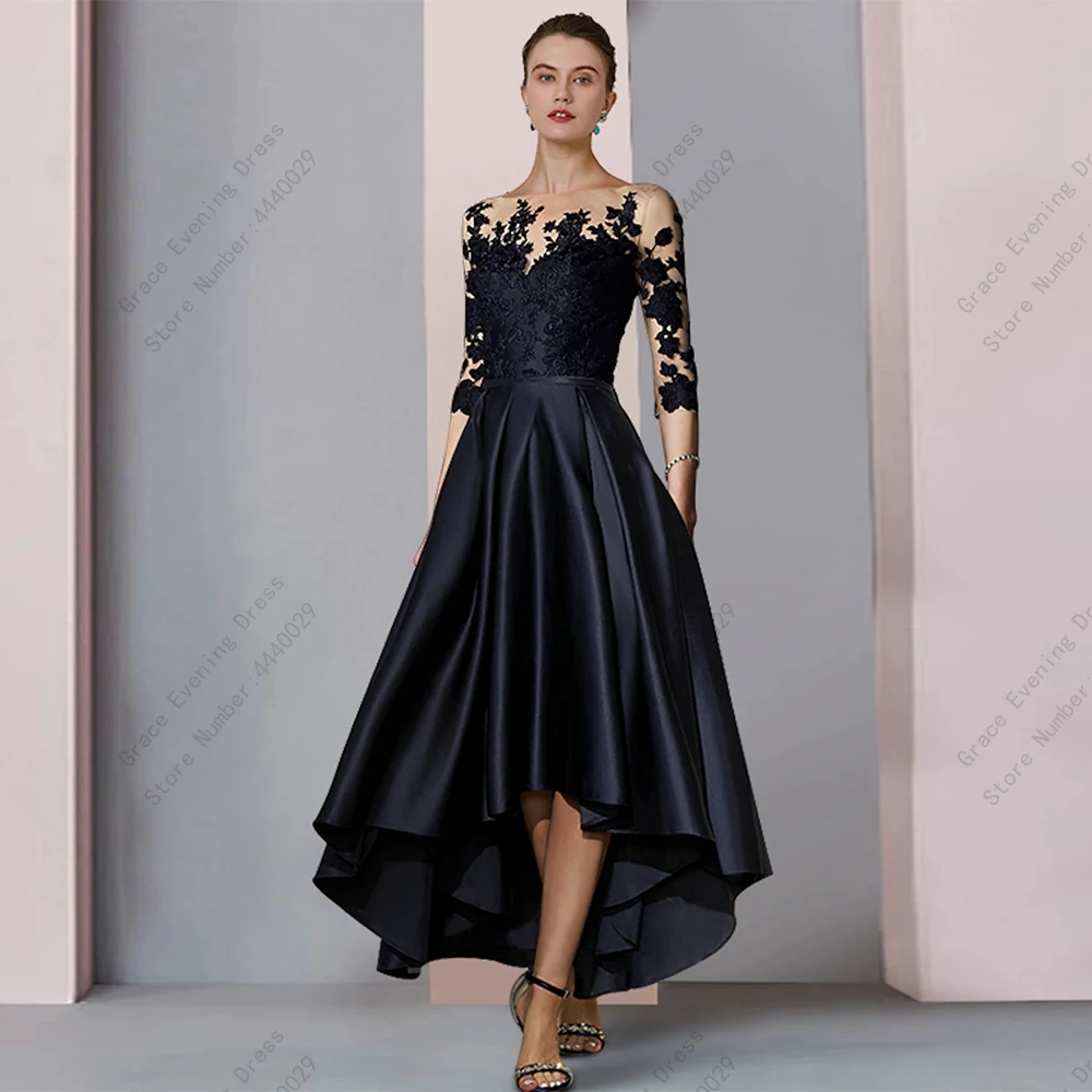 Three Quarter Mother of Bride Dresses For Women Summer Wedding Party Gown Satin Robe De Soir&eacute;e Ankle Length