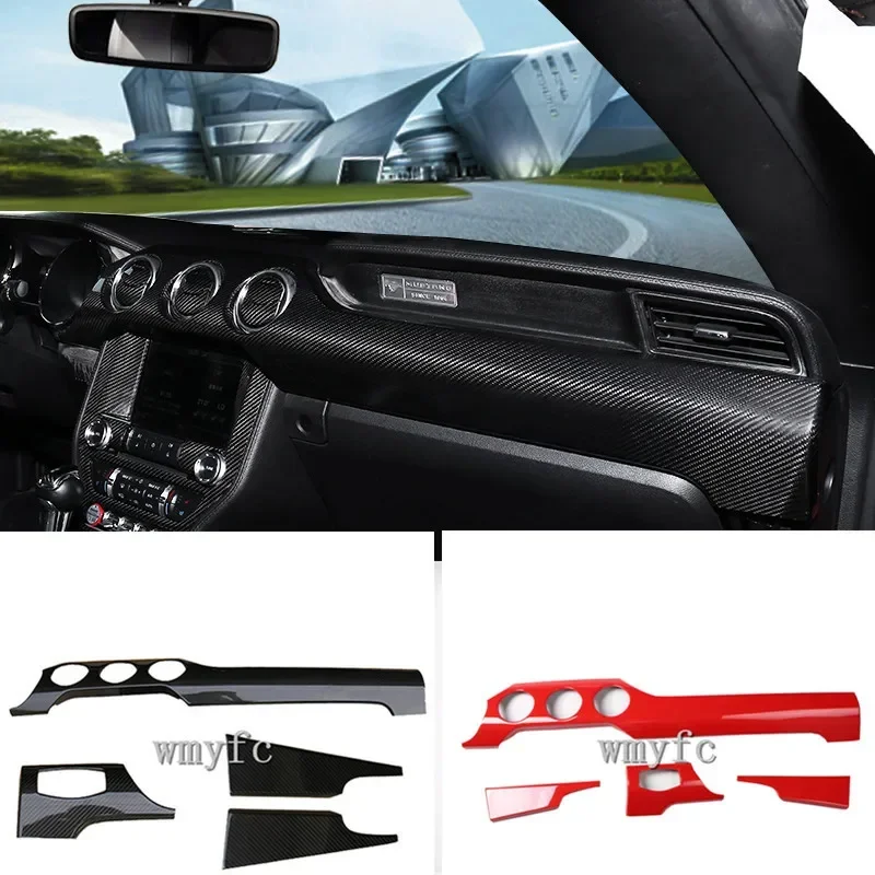 

For Ford Mustang 2015-2020 Left/Right Hand Drive 4PC Carbon Fiber ABS Car Dashboard Trim Console Panel Molding Cover Car Styling