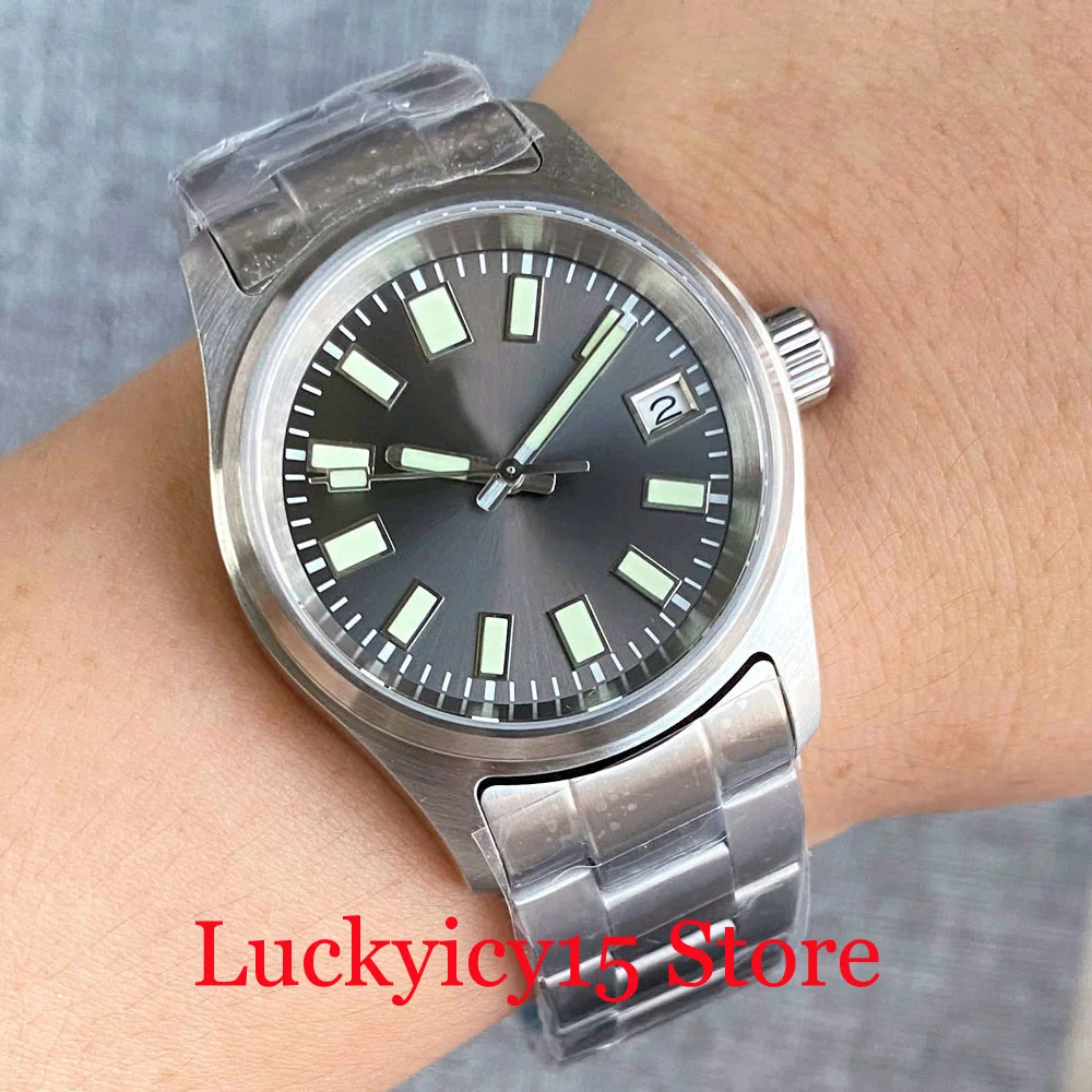 Diver 200m small Polit Tandorio 36MM Waterproof Japan NH35A Movt Automatic Dial Green Lume Men Watch Steel Strap Sapphire Glass diving 20bar waterproof monster watch men tandorio 42mm full lume beige white dial auto nh35anh36a watch sapphire glass ar coat