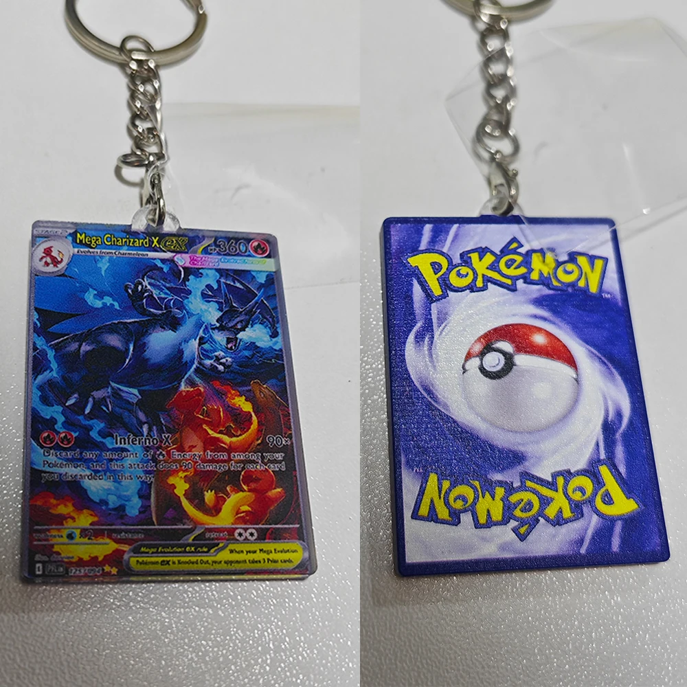 TCG Pretend Series Karten-Schlüsselanhänger Kawaii Cartoon Anime Acryl Charizard Spielkartensammlung Deko-Taschenanhänger Geburtstagsgeschenk – Detail 2