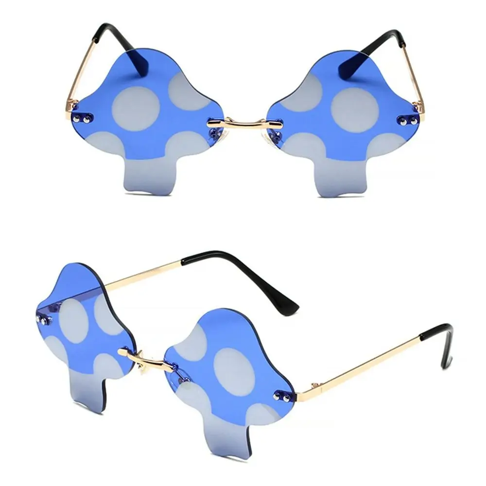 Novel Trendy Irregular Rimless Party Favor Mushroom Shape Eyewear Sun Glasses Sunglasses for Women