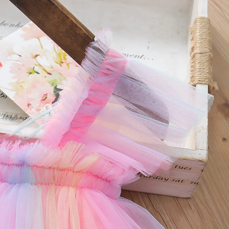 Gaze Schmetterling Kleid für Baby Mädchen Regenbogen Fee Prinzessin Kleid Kinder Geburtstag Party Kleid – Detail 11