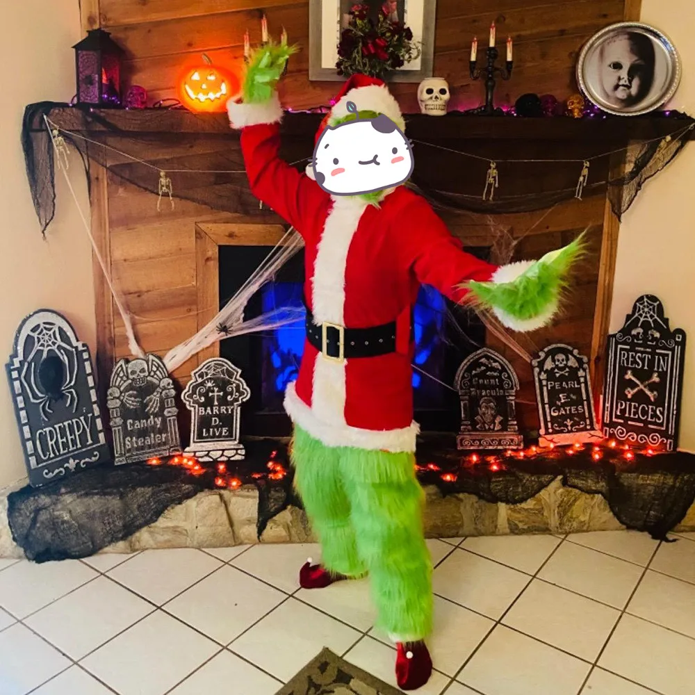 

Ye's hot hot sales! Halloween unisex adult Christmas green Santa Claus monster Cosplay clothes party suit clothes fast shipping